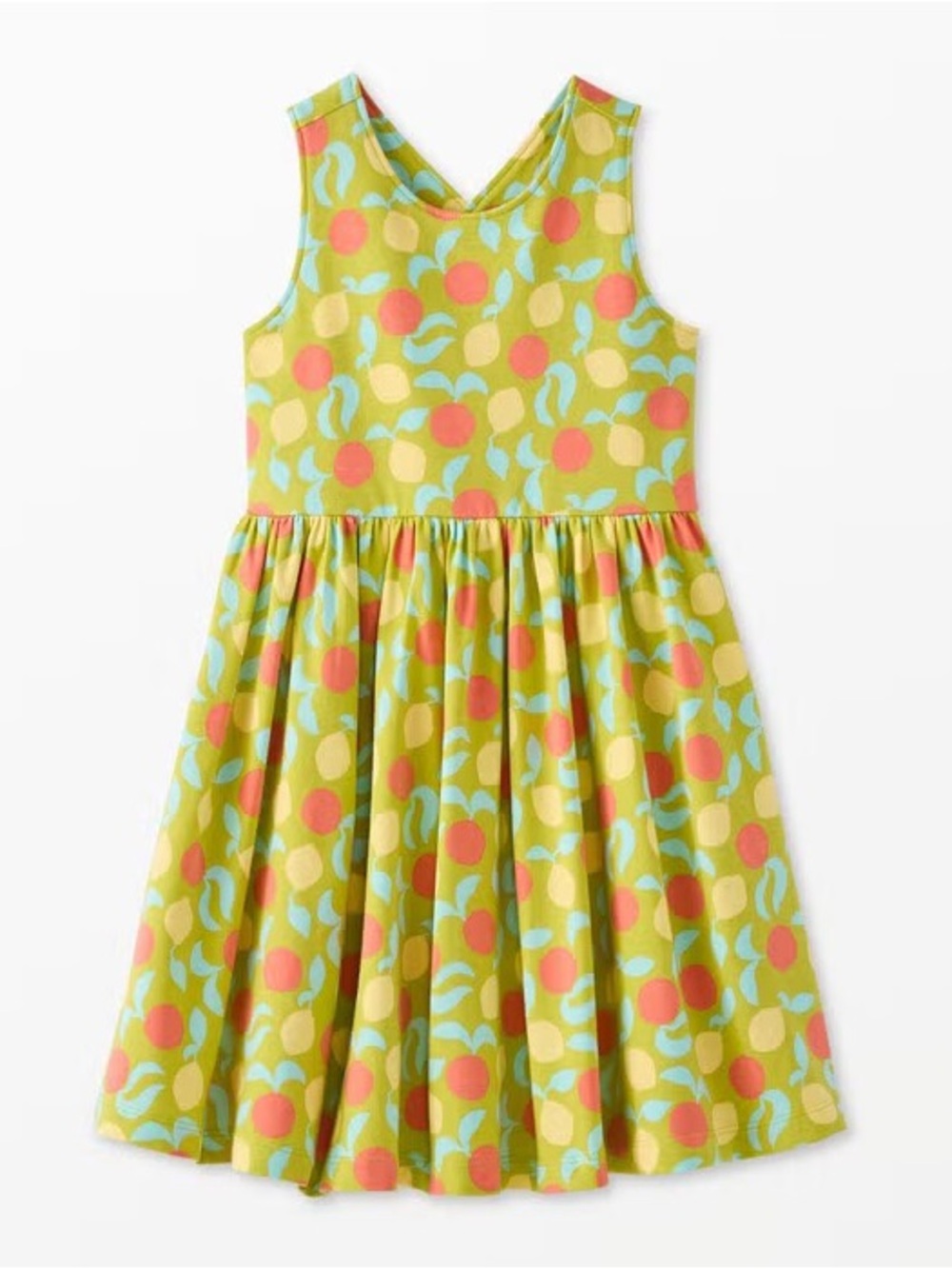 Hanna Andersson Lime Green Sleeveless Fruit-Print Dress